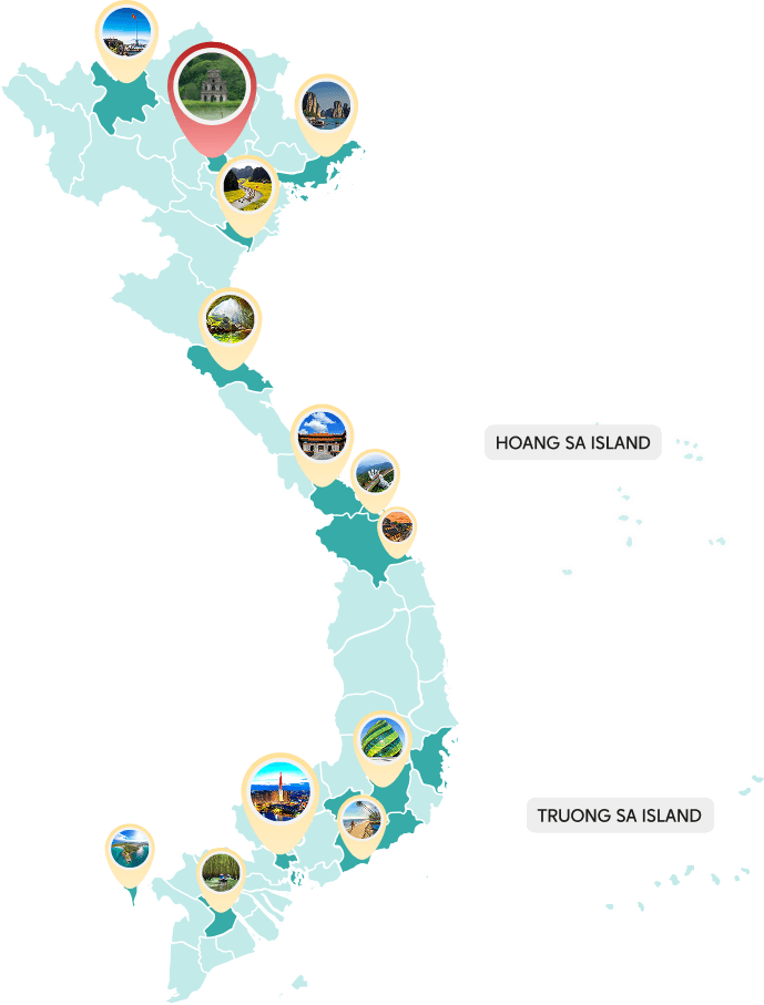 Vietnam destinations map