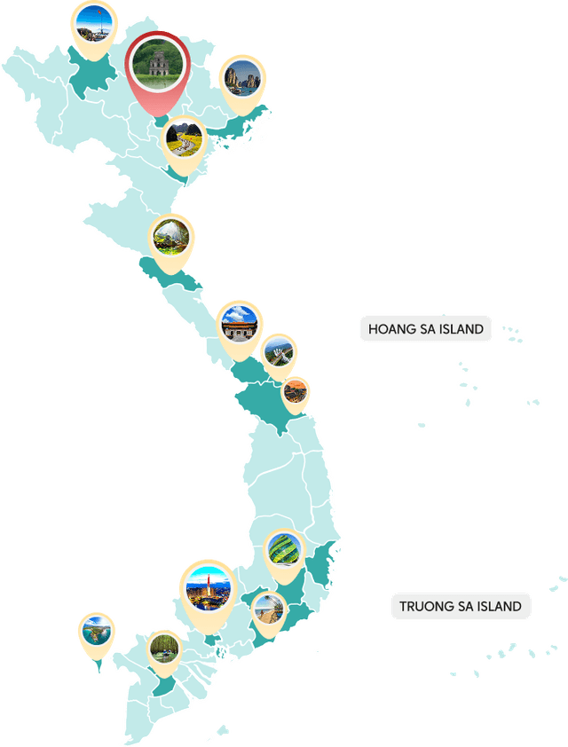 Vietnam destinations map