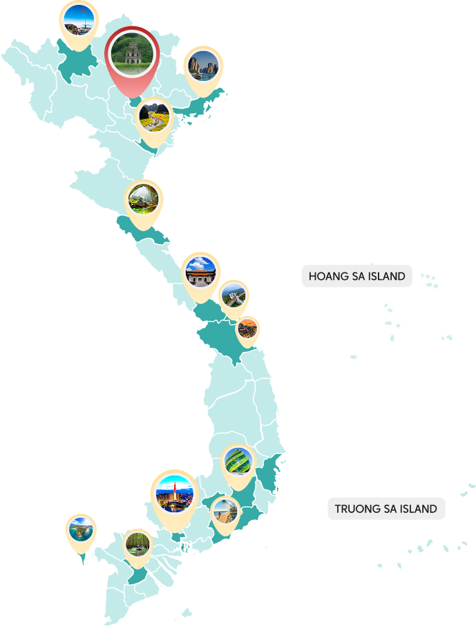 Vietnam destinations map